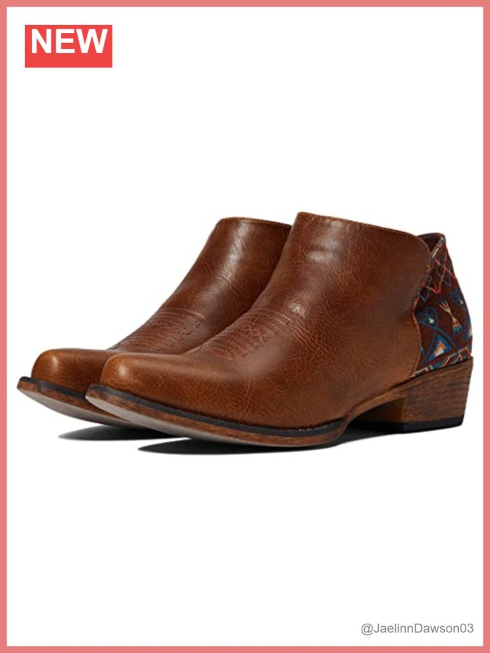 Roper Sedona Faux Leather Ankle Bootie Snip Toe Block Heel Casual